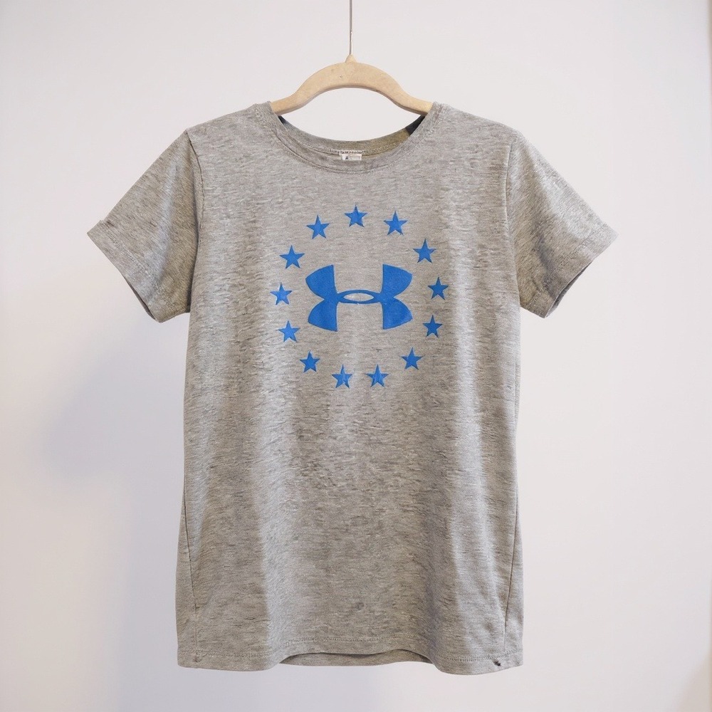 Under Armour Freedom Womens HeatGear Gray T-Shirt Fitted L‎